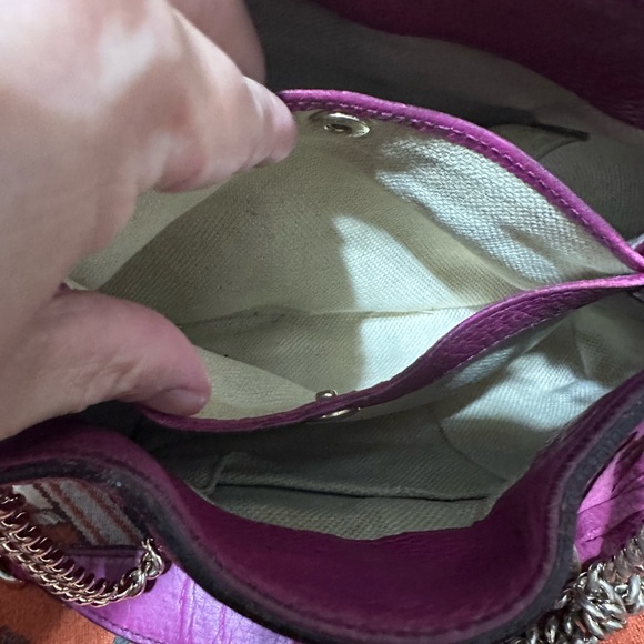 GUCCI ❤️🌟SOHO MAGENTA PEBBLED LEATHER TOTE⭐️ - Picture 13 of 15